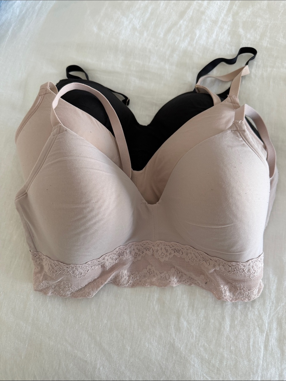 Natori Lace-Band T-Shirt Bras - Blush & Black